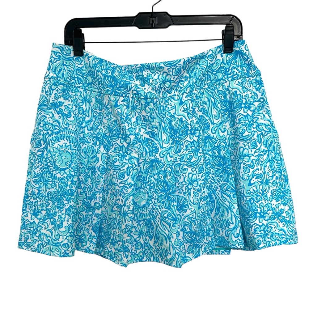 Lilly Pulitzer Luxletic Priska Pleated Skort Blue and White Sz 10